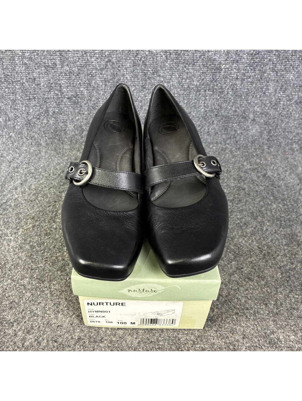 Nurture Womens Size 10M Wedge Heel HYMN001 Black Leather Comfort Shoes NIB